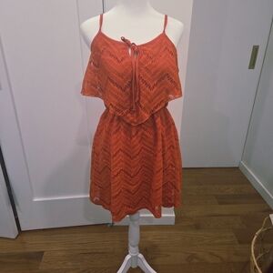 Ruby Rox Women's Coral Lace Layered Sundress Size Small